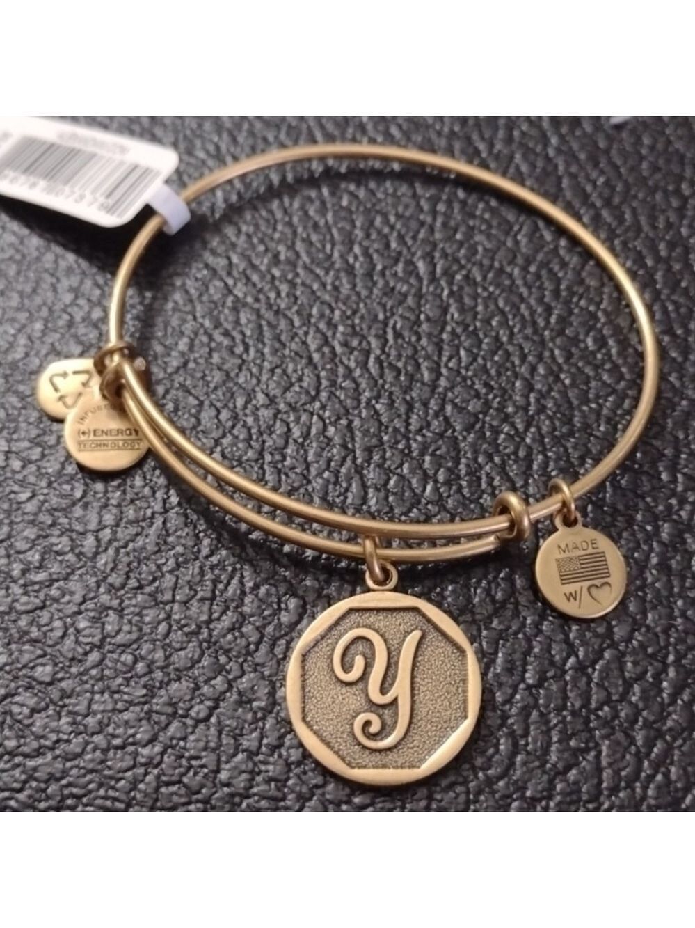 Alex and Ani Gold Charm Bangle Bracelet Initial I Letter I New Old Stock 2014